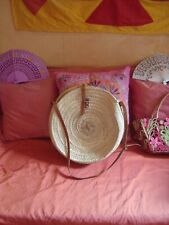 Große Strandtasche, BOHO Ibiza, Hippiestyle, Seegras m. Lederriemen, naturfarben