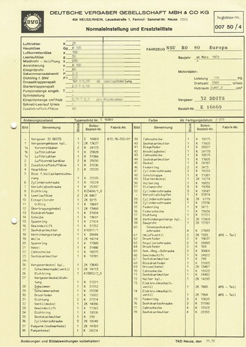 Datenblatt einstelldaten solex - datenblatt,