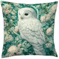 Kissen mit Füllung 45x45cm Schneeeule , Dekokissen Eulen, Pastellfarben, Falkner