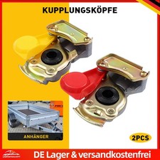 Druckluft Anschluss Set M16 Rot Gelb mit Ventil für LKW Traktor Anhänger Metall