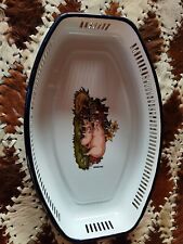 Gebäckschale, Obstschale, Brotkorb aus Email "Münder Email" Farbe weiss Schweine