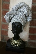 Afrikanische Schönheit, Dekofigur groß H 39 cm, Frauenfigur mit Tuch Afrika