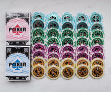 poker chips 40 Stück, Laser Chips plus Karten, Casino Chips für Poker, Blackjack
