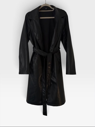 Shein kunstleder trenchcoat - kunstleder,