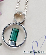 Formschöner Anhänger 925 Silber mit Turmalin Rohkristall -  Kiodesign