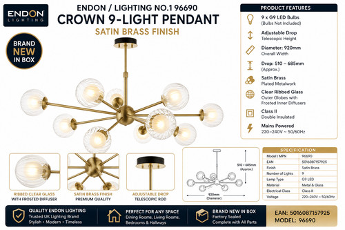 Endon 96690 crown flammige - endon,