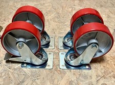 4er-Pack Schwenkrolle Polyurethan 6""x2"" auf Stahlrad (2 Bremsen) (2 kostenlos)