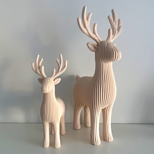 2er set dekofigur - hirsch, beige