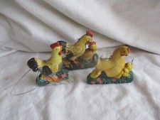 3 Dekofiguren Hahn und Henne zum hängen oder stellen