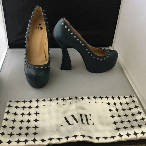 Leder nieten schuhe royalblau - nieten,