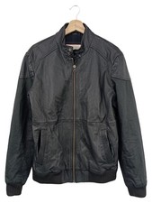 Tommy Hilfiger Herren Lederjacke Schwarz Gr. M Casual Biker