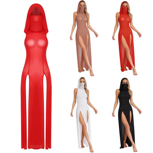 Damen kapuzenkleid mit hohem - kapuzenkleid,