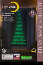 LightZone LED Baum-Silhouette Lichterketten für Außen (Grün/Multicolor 55 LEDs)