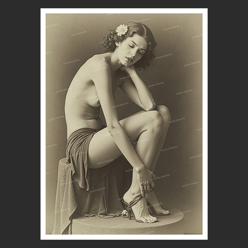 Vintage fotoabzug frauenakt - sw,