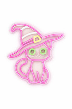 Katze mit Hexenhut Neon Licht