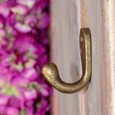 Kleiderhaken, Eisen, Antikmessing, klein, Wandhaken für Flurgarderobe, Keramik