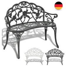 Gartenbank 2-Sitzer Sitzbank Aluguss Gartenmöbel Sitzbank Parkbank Grün/Weiß