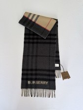 Burberry Schal Kaschmir Unisex Check muster Original Verpackung Beige Grau Neu