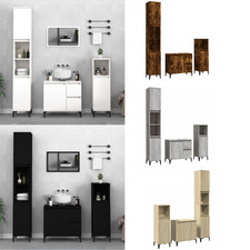 3-tlg. Badmöbel-Set Badezimmerschrank Badzimmer Regale Schrank Holzwerkstoff