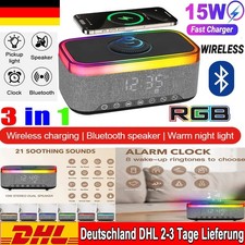 3in1 Wecker LED Lampe Smart Bluetooth Lautsprecher Ladegerät RGB Nachtlicht MP3