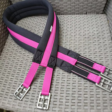 Sattelgurt 125 cm schwarz/pink  Gummizüge einseitig
