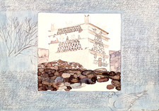 Nostalgische Künstlerkarte, Brigitta Heyduck, 2. Brief aus Tinos, Müttergenesung