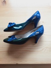 Vintage/Peter Kaiser echt Leder Schuhe mit Schleife/Gr. 4 1/2(37,5) in Blau-Grün