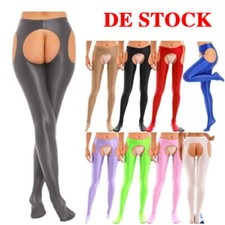 Damen Strumpfhose Mit Offener Schritt Glänzende Seidenstrumpfhose Leggings Hose
