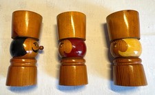 3x DDR Gewürzstreuer Pfeffer Salz Paprika Holz gedrechselt Puppen als Streuer