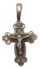 Kreuz Anhänger antik 925 Silber Russisch Orthodox Jesus
