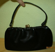 Hübsche alte Tasche für die Dame aus Leder Glattleder in schwarz Henkeltasche
