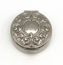 Vintage Pillendose Antik Schmuckbox Floral Silber Schatulle Kästchen Dose #3570