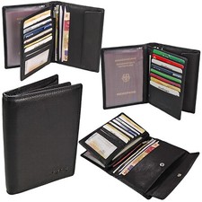 Herren Leder Brieftasche große Geldbörse Reisepass Geldbeutel Kartenfächer 5612