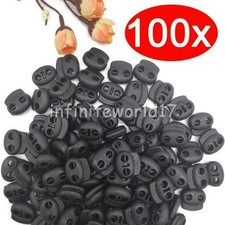 100 x Kordelstopper mit Feder, 2-Loch, Ø 4mm, schwarz Kordel Stopper