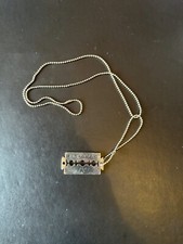 John Richmond Vintage Kette Silber Dog Tag Richmond X Punk Rock Rasierklinge