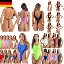 DE * Damen Glänzend Bikini Thong High Cut String Badeanzug Schwimmanzug Monokini