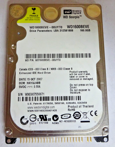 Western 160gb wd1600beve ide - western, *wd1600beve*