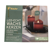 Tchibo 2 LED warmweiß Echtwachs Kerzen rot mit Timer Abschaltfunktion Deko