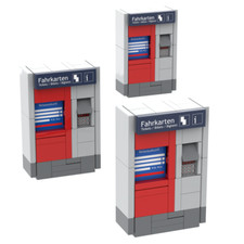 Fahrkartenautomat DB 3er Set aus Klemmbausteinen mit Prints, Minifiguren-Maßstab