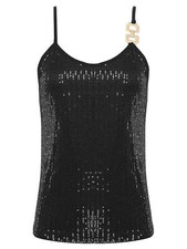 DE iEFiEL Damen Tank Gelegenheits Top Sexy Weste Glitter Camisole Festival Party
