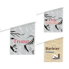 Vispronet Eisfahne Friseur - Beidseitig bedruckt - mit Halterung - 46 x52 cm 