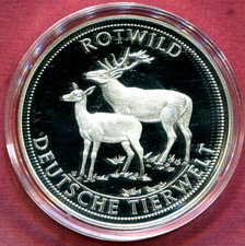 BRD Medaille 999 Silber PP 2002  ROTWILD BTN-Zertifikat Deutsche Tierwelt 20g