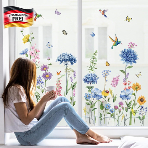 Fensterbilder garten blumen - fensterbilder,