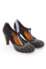 CHIE MIHARA Pumps Mary Jane Echt-Leder Schmuckstein-Applikation 41 schwarz