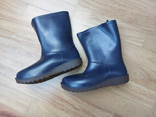 Kinder Gummistiefel Regenstiefel PVC blau, Baumwollfutter