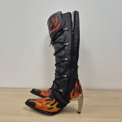 New rock malicia black leather - new,