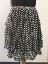 Damen Plissee Rock aus Chiffon weiss gepunktet, Gummizug, Größe 36