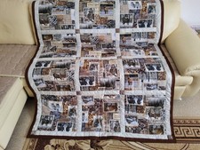 Patchwork Decke 180x144 cm Baumwolle Flanellstoff Handarbeit. 