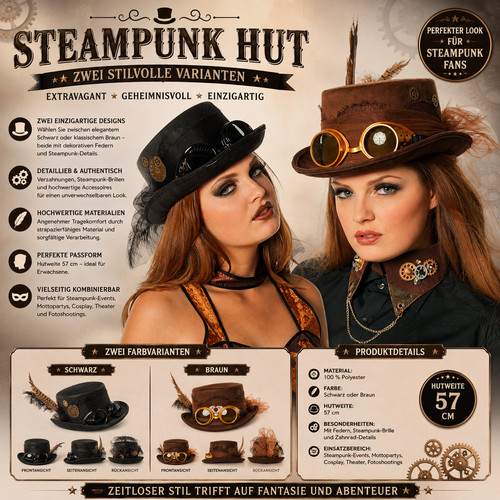 Steampunk zylinder hut - steampunk,