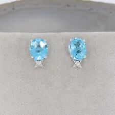 Wert 630 € Brillant Topas Ohrstecker Ohrringe in 585 14 Karat Weiß Gold